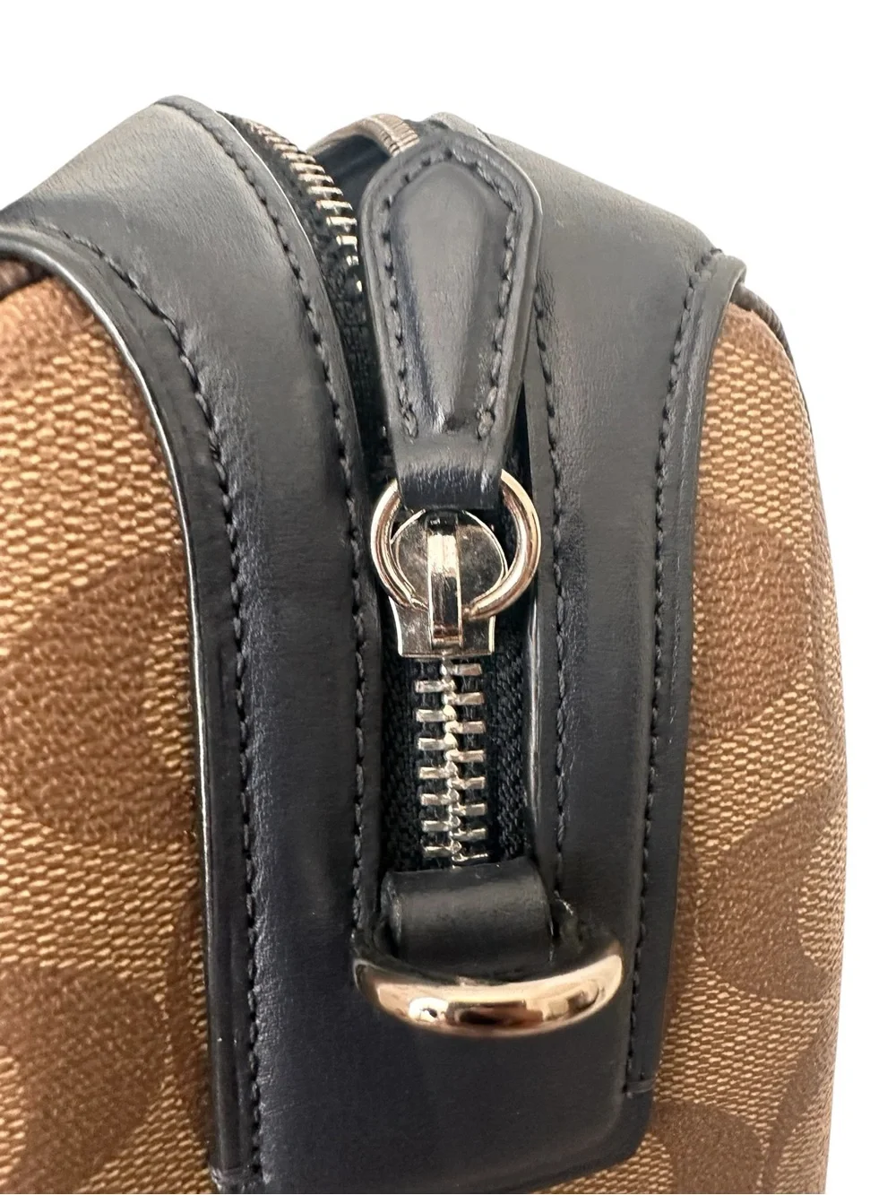 Coach Brown Signature Satchel with Black Handles